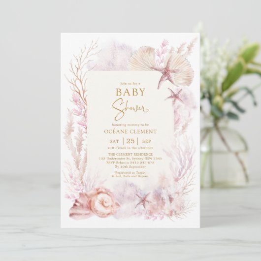 Dreamy Ocean Baby shower Onder het Zee Zeemeermin Kaart (Staand voorkant)