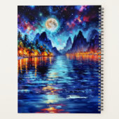 Dreamy ocean beach girl with moon and lights planner (Achterkant)