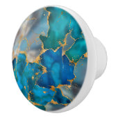 Dreamy Ocean Blue and Gold Keramische Knop (Rechts)