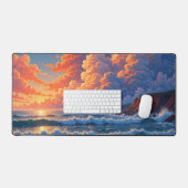 Dreamy Ocean Sunset Cumulus Clouds Coastal Scenery Bureaumat (Keyboard & Muis)