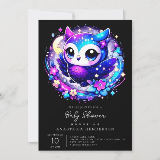 Dreamy Owl-Baby shower Kaart (Voorkant)