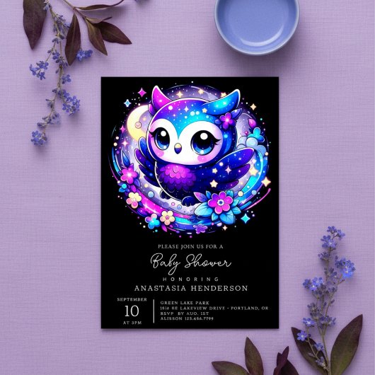 Dreamy Owl-Baby shower Kaart