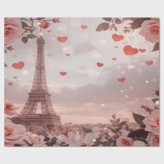 Dreamy Paris Romance: Eiffel Tower Cadeaupapier (Vlak)