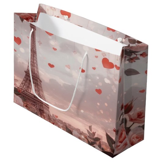 Dreamy Paris Romance: Eiffel Tower Groot Cadeauzakje (Voorkant Gekanteld)