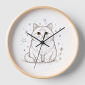 Dreamy Pastel Cat Wall Clock | Aesthetic 10" Round (Voorkant)