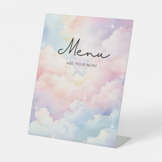 Dreamy Pastel Cloud Nine Menu Baby shower Reclamebord Met Voetstuk