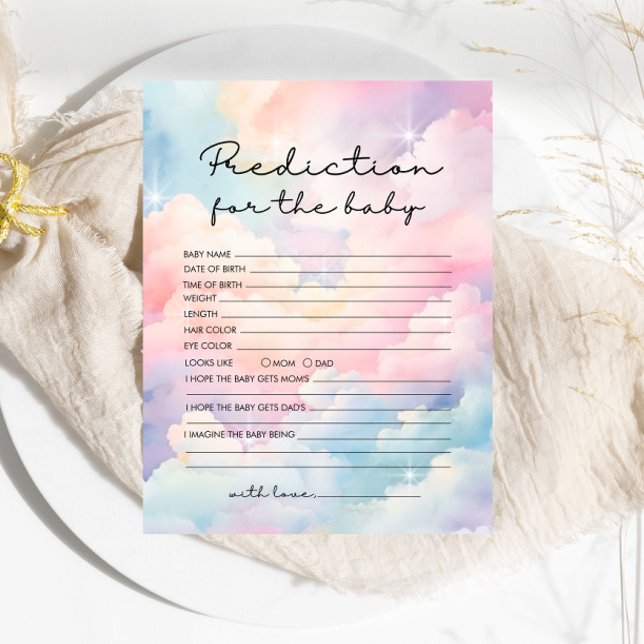 Dreamy Pastel Clouds Prediction Baby shower (Creator heeft geüpload)