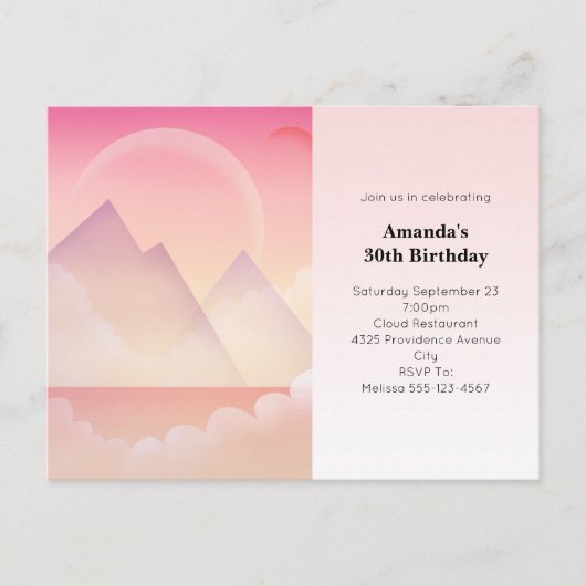 Dreamy Pastel Mountain Landscape Verjaardag Uitnod Briefkaart (Voorkant)