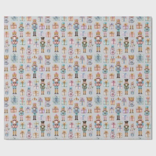 Dreamy Pastel Nutcracker Christmas Wrapping Paper Cadeaupapier (Vlak)