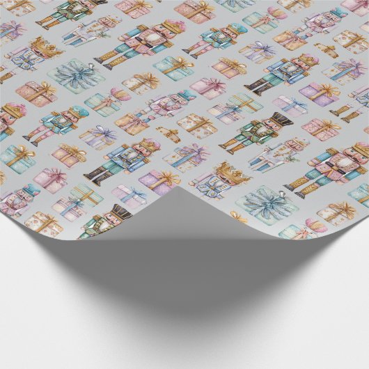 Dreamy Pastel Nutcracker Christmas Wrapping Paper Cadeaupapier (Hoek)