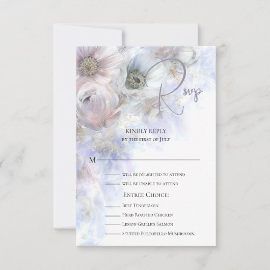 Dreamy Pastel Peonies Floral  RSVP Kaartje (Voorkant)