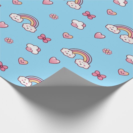 Dreamy Pastel Rainbow Blue Cadeaupapier (Hoek)