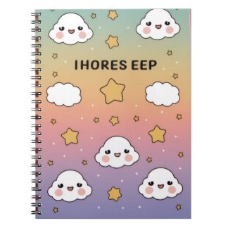 “Dreamy pastel, soft clouds, stars, notebook cover Notitieboek
