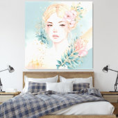 Dreamy Pastel Wall Art Woman Canvas Afdruk (Insitu (Slaapkamer))