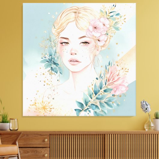 Dreamy Pastel Wall Art Woman Canvas Afdruk (Insitu (Woonkamer))