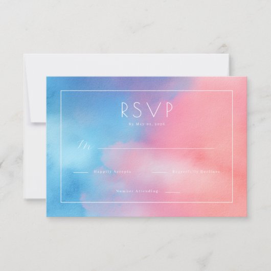 Dreamy Pastel Watercolor Gradient RSVP Kaartje (Voorkant)