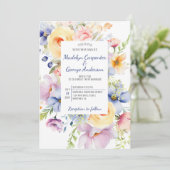 Dreamy Pastel Waterverf Florals Bruiloft Kaart (Staand voorkant)