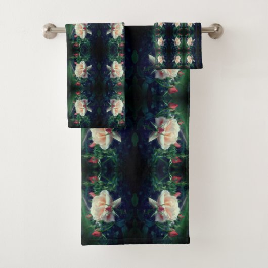 Dreamy perzik Roos en knoppen Abstract Bad Handdoek (Insitu)