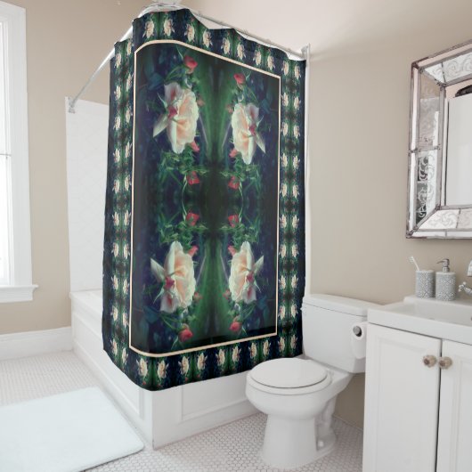 Dreamy perzik Roos en knoppen Abstract Douchegordijn (In situ)