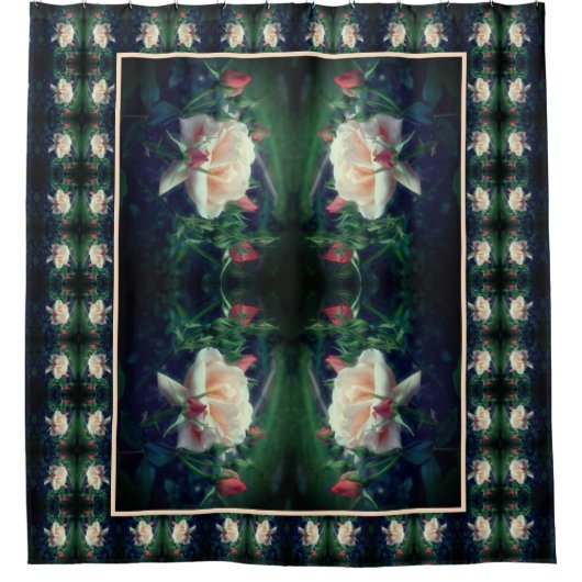 Dreamy perzik Roos en knoppen Abstract Douchegordijn (Voorkant)