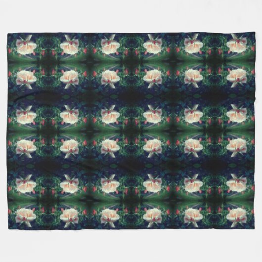 Dreamy perzik Roos en knoppen Abstract Fleece Deken (Voorkant (Horizontaal))