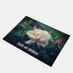Dreamy perzik Roos en Rosebud bloem gepersonalisee Deurmat