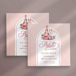 Dreamy petals and prosecco blush gold sign book gastenboek