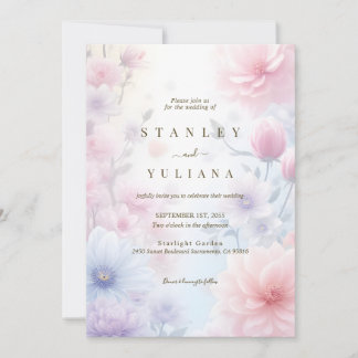 Dreamy Pink Blue Watercolor Fantasy Floral Fine Kaart