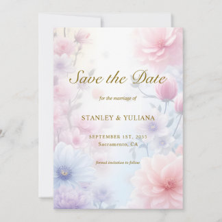 Dreamy Pink Blue Watercolor Fantasy Floral Fine Kaart