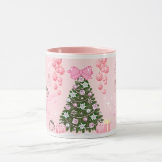Dreamy Pink Christmas Mug / Soft Girl✨ Mok (Midden)