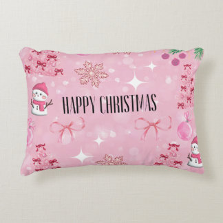 Dreamy Pink Christmas Pillow, Soft Girl Holiday❤️ Accent Kussen
