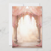 Dreamy Pink Floral Indian Mandap Hindu Wedding Save The Date (Achterkant)