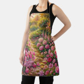 Dreamy Pink Flower Garden Path Painting Schort (Insitu)