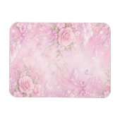 Dreamy Pink Rose Floral Pattern Pearls Bows Sparks Magneet (Horizontaal)