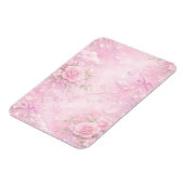 Dreamy Pink Rose Floral Pattern Pearls Bows Sparks Magneet (Linkerzijde)