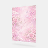 Dreamy Pink Rose Floral Pearls Bows Sparkle Pastel Acryl Bord (Hoek)