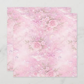 Dreamy Pink Rose Floral Pearls Bows Sparkle Pastel Bedankkaart (Voorkant / Achterkant)