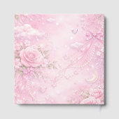 Dreamy Pink Rose Floral Pearls Bows Sparkle Pastel Gastenboek (Achterkant)