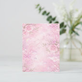 Dreamy Pink Rose Floral Pearls Bows Sparkle Pastel RSVP Kaartje (Staand voorkant)