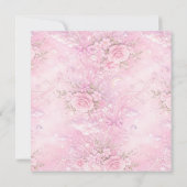 Dreamy Pink Rose Floral Pearls Bows Sparkle Pastel Save The Date (Achterkant)