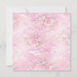 Dreamy Pink Rose Floral Pearls Bows Sparkle Pastel Save The Date