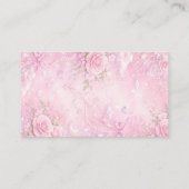 Dreamy Pink Rose Floral Pearls Bows Sparkles Informatiekaartje (Achterkant)
