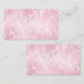 Dreamy Pink Rose Floral Pearls Bows Sparkles Informatiekaartje (Voorkant / Achterkant)
