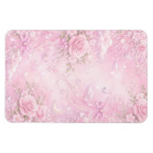 Dreamy Pink Rose Floral Pearls Bows Sparkles Magneet (Horizontaal)
