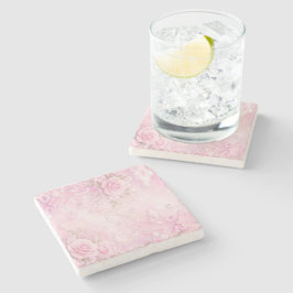 Dreamy Pink Rose Floral Pearls Bows Sparkles Stenen Onderzetter