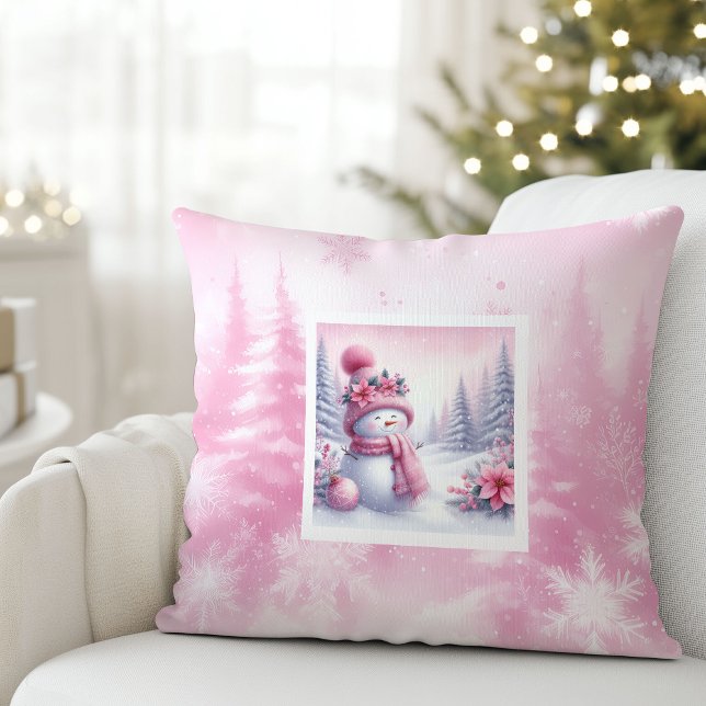 Dreamy Pinkmas Snowy Forest Christmas Pillow Gift Kussen (Dreamy Pinkmas Snowy Forest Christmas Pillow Gift)