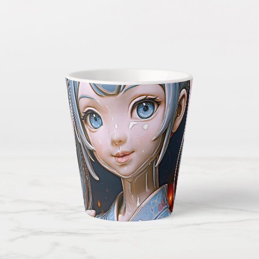 Dreamy Porcelain Anime Girl Latte Mok (Voorkant)