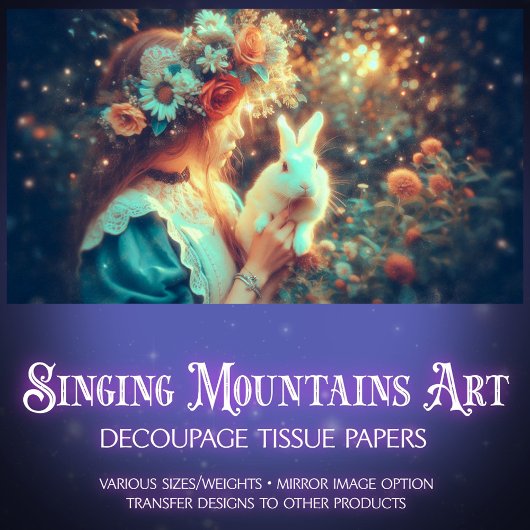 Dreamy Portrait Alice and White Rabbit Decoupage Tissuepapier