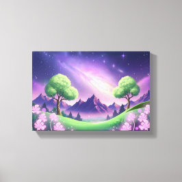 Dreamy Purple Galaxy Night Canvas Afdruk