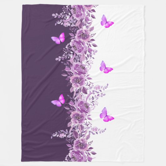 Dreamy Purple Petal Butterfly Snuggle Blanket Fleece Deken (Voorkant)